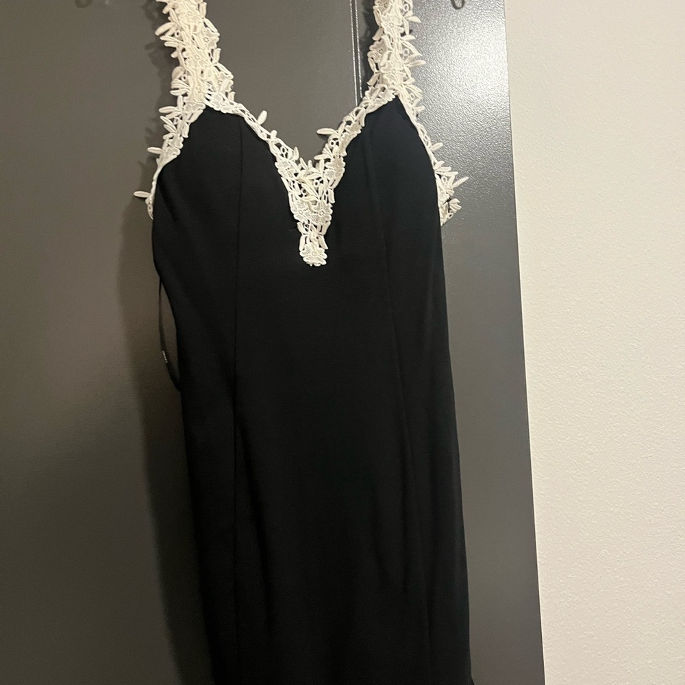 Forever 21 Black Mini Dress with White Lace Trim